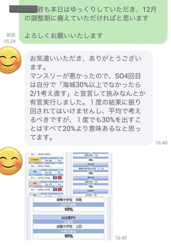模試の結果や過去問の成績等は、ぜひ保護者さまだけで抱え込まず、プロの家庭教師にお手伝いさせてください。次回以降のご指導に生かすと同時に、中学受験のお悩みも一緒に考えていくことができます。